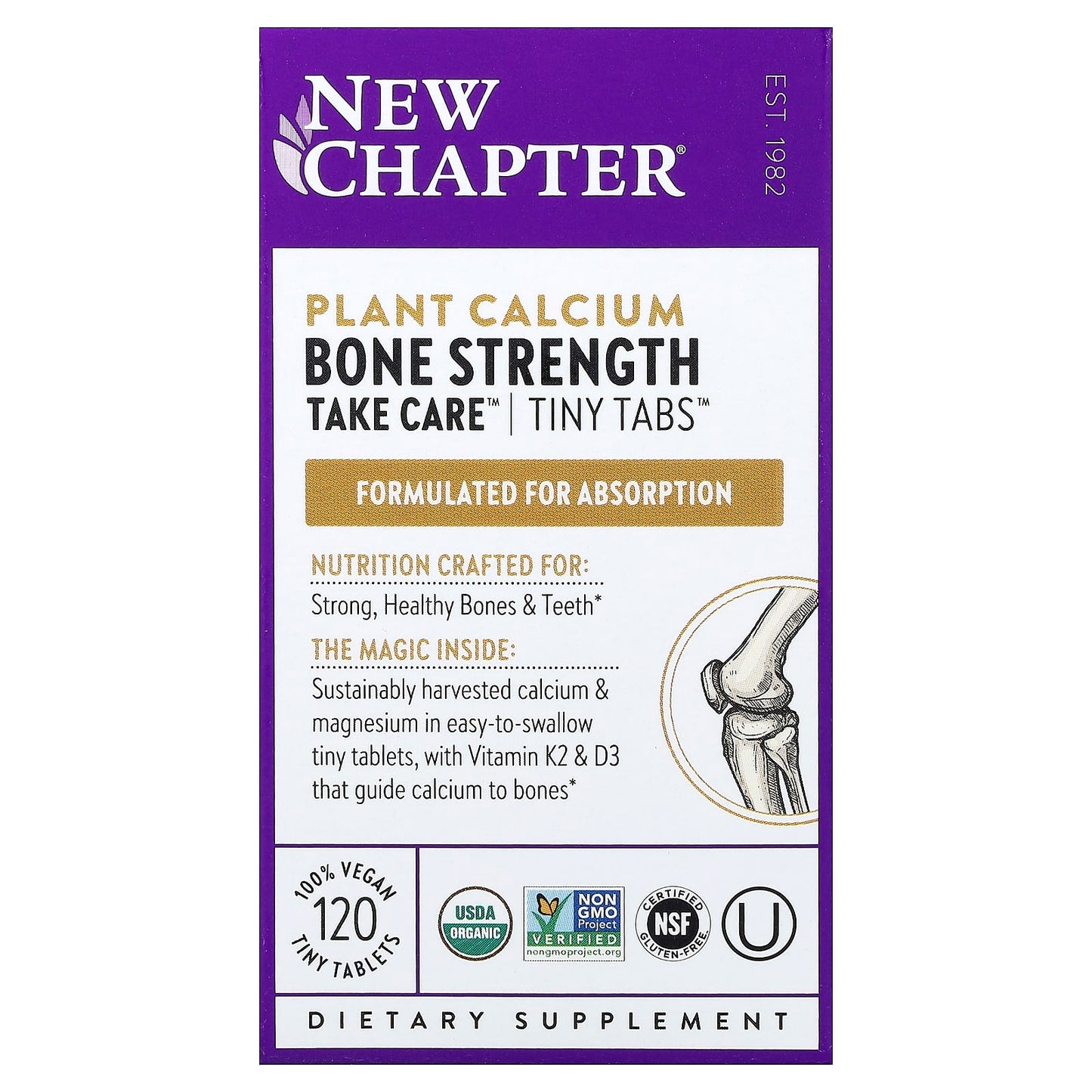 New Chapter, Plant Calcium, Bone Strength Take Care™, 120 Vegan Tiny Tablets UPC 727783004123 | HiLife Vitamins