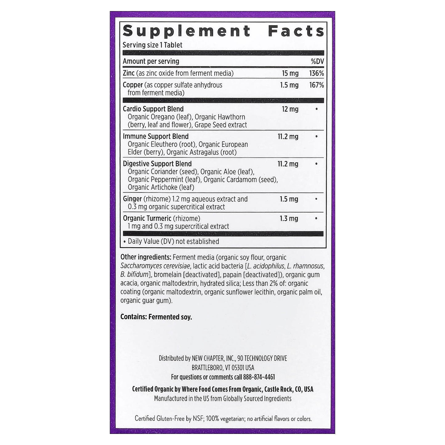 New Chapter, Fermented Zinc Complex, 60 Vegetarian Tablets UPC 727783006455 | Hilife Vitamins
