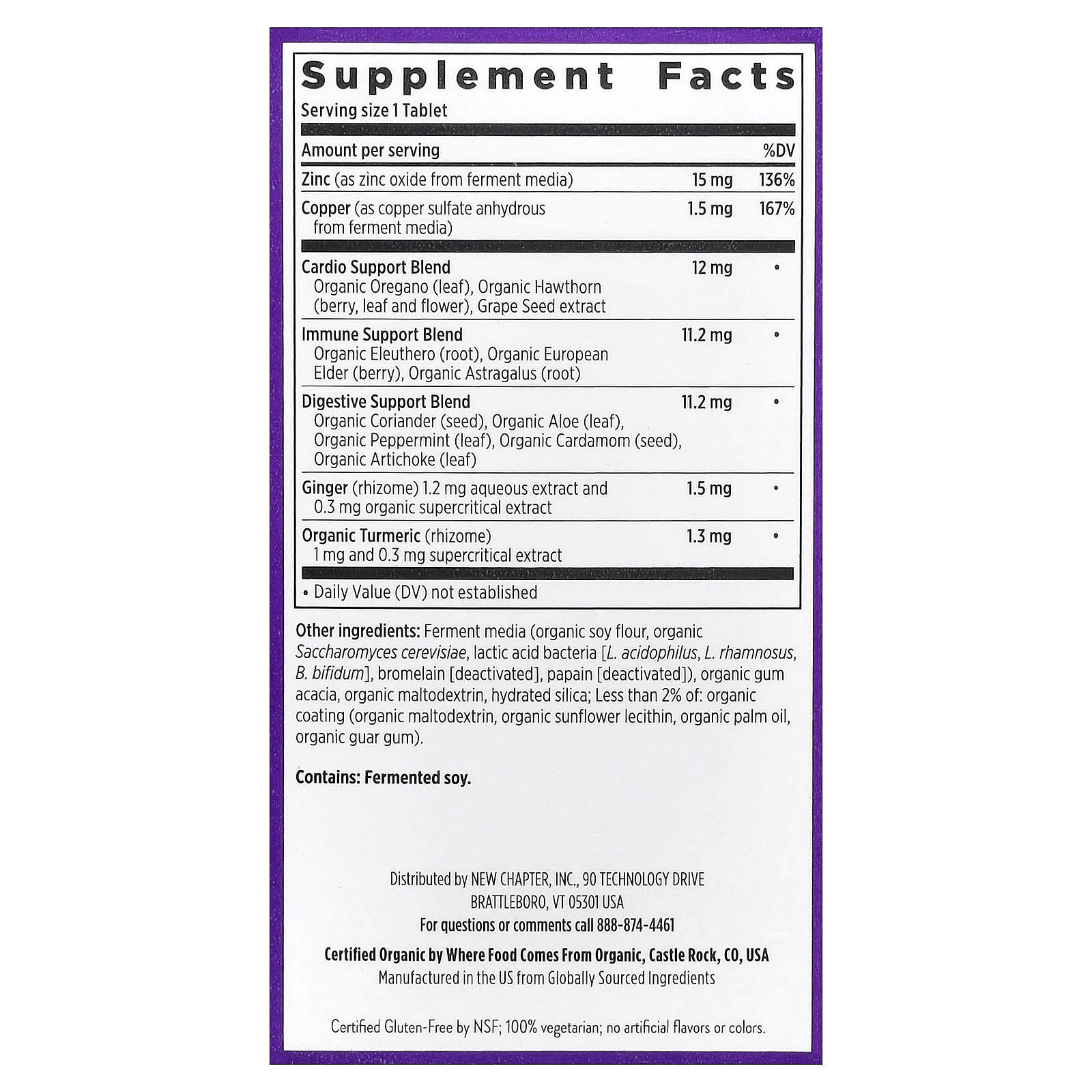 New Chapter, Fermented Zinc Complex, 60 Vegetarian Tablets UPC 727783006455 | Hilife Vitamins