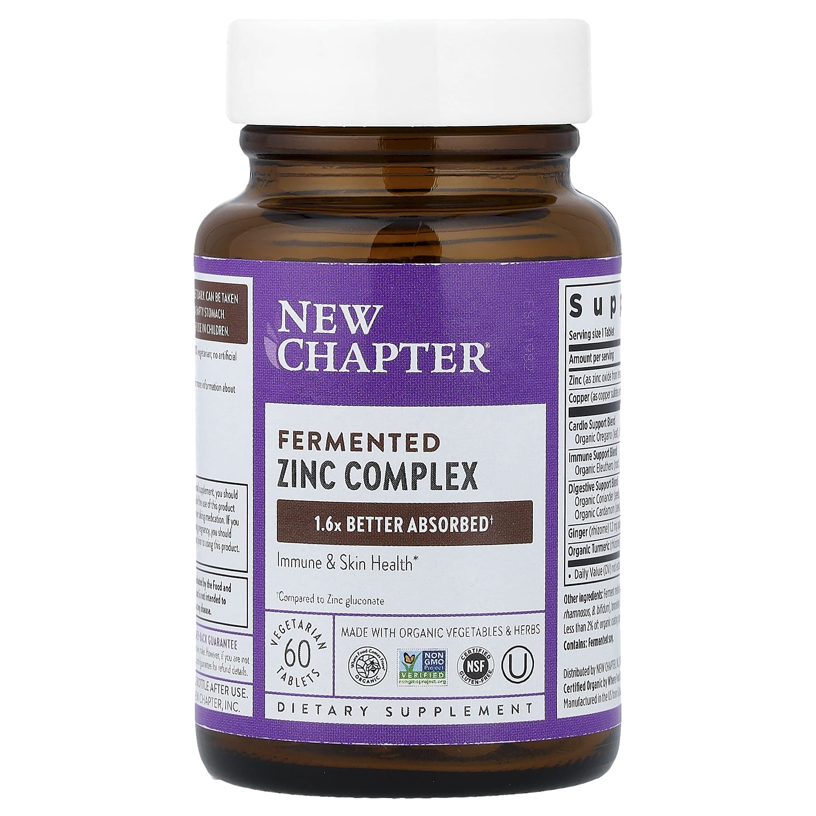 New Chapter, Fermented Zinc Complex, 60 Vegetarian Tablets UPC 727783006455 | Hilife Vitamins