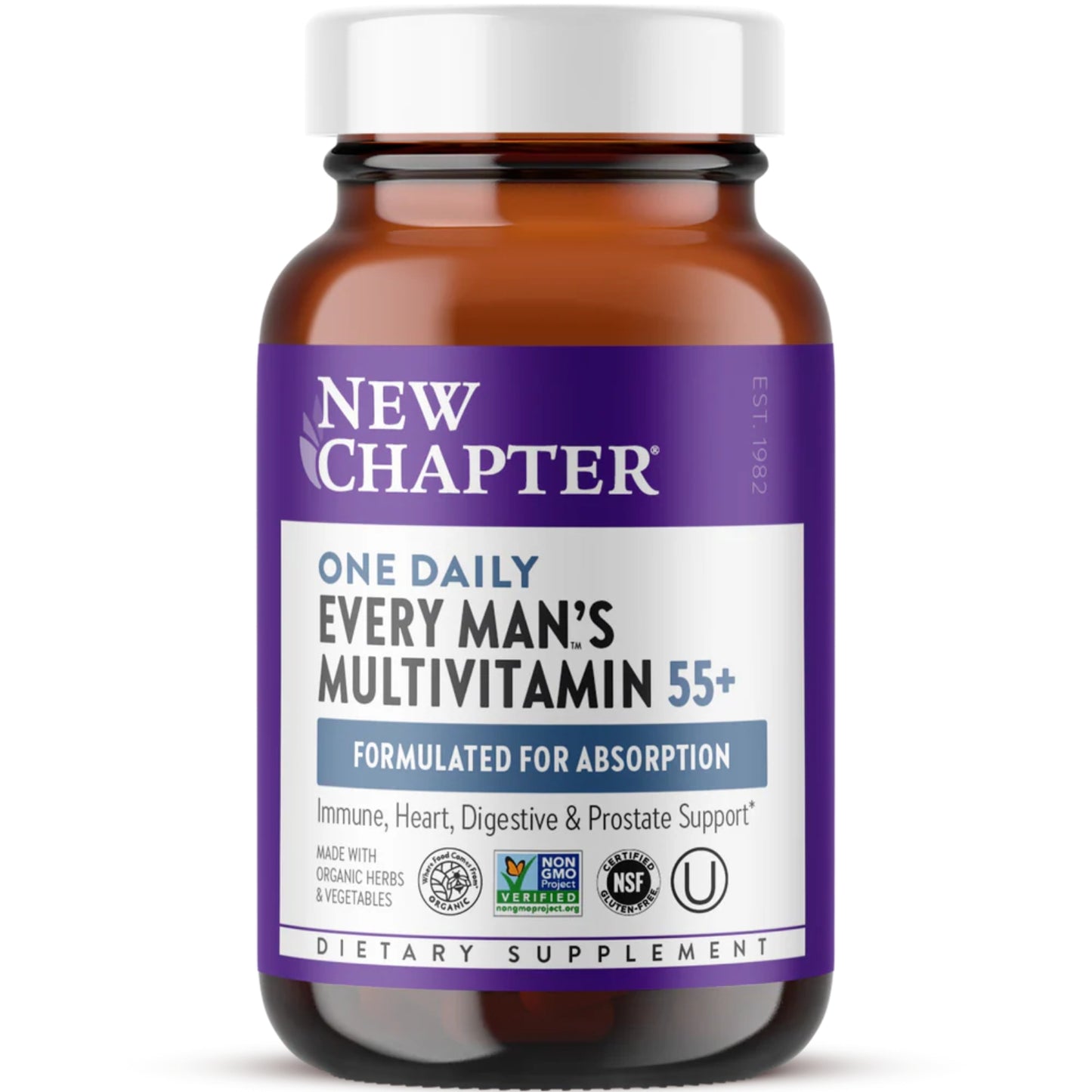 New Chapter, One Daily Every Man™'s Multivitamin 55+, 96 Vegetarian Tablets UPC 727783901484 | HiLife Vitamins