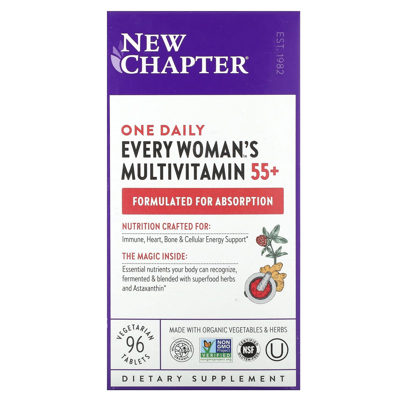 New Chapter, Every Woman™'s One Daily 55+, 96 Vegetarian Tablets UPC 727783901767 | HiLife Vitamins