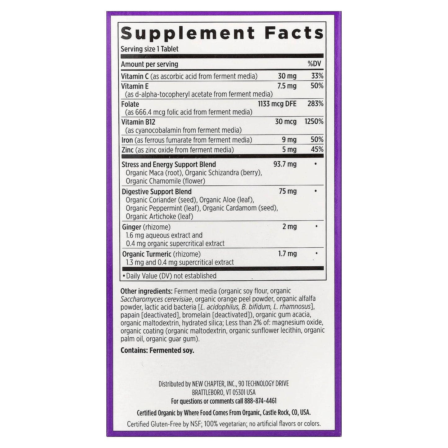 New Chapter, Fermented Iron Complex, 90 Vegertarian Tablets UPC 727783903570 | Hilife Vitamins