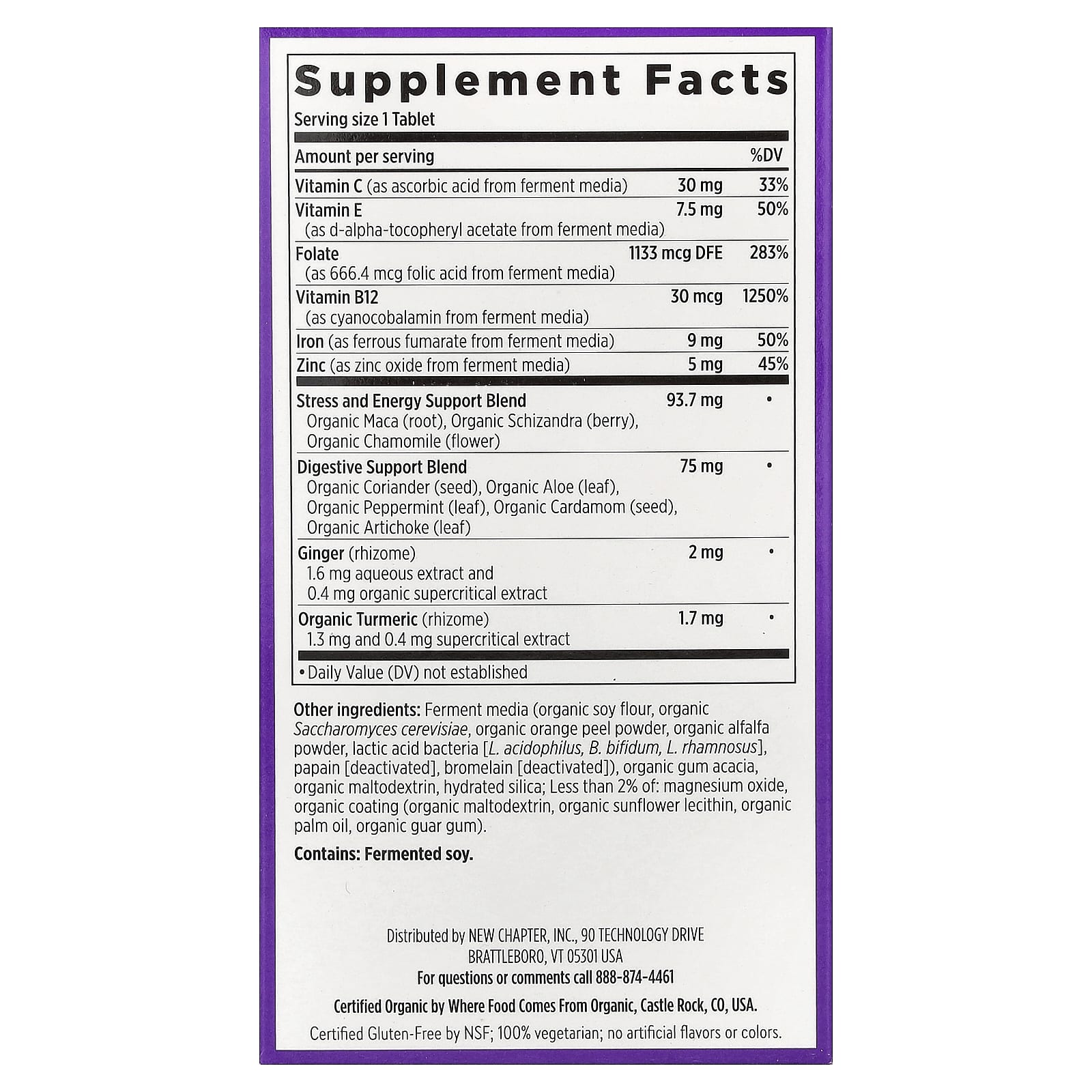 New Chapter, Fermented Iron Complex, 90 Vegertarian Tablets UPC 727783903570 | Hilife Vitamins