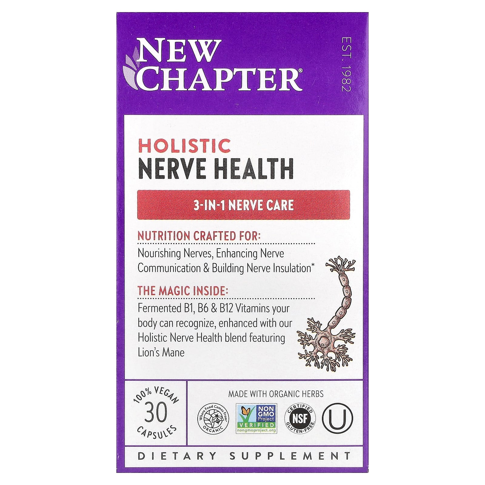 New Chapter, Holistic Nerve Health, 30 Capsules UPC 727783903662 | HiLife Vitamins