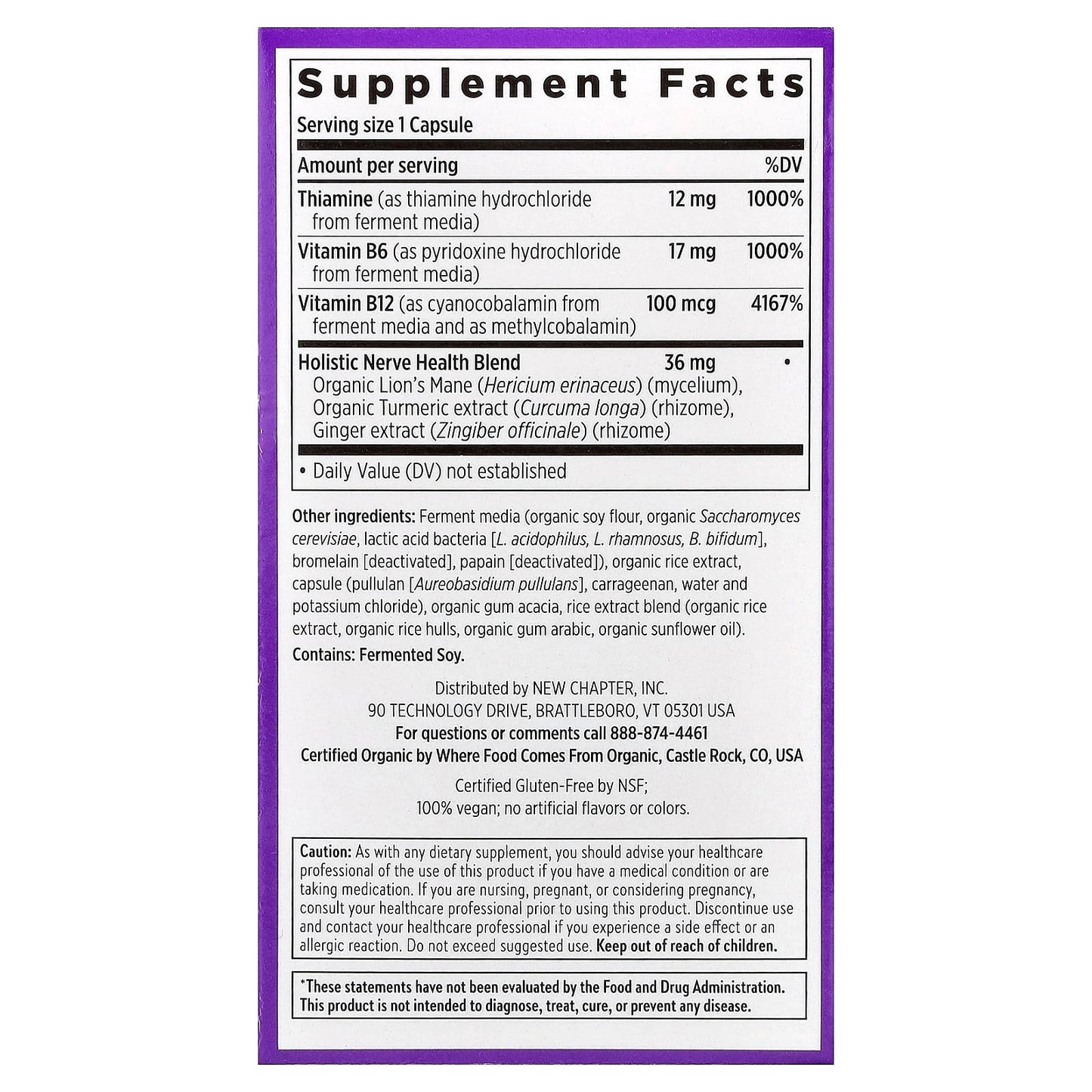 New Chapter, Holistic Nerve Health, 30 Capsules UPC 727783903662 | HiLife Vitamins