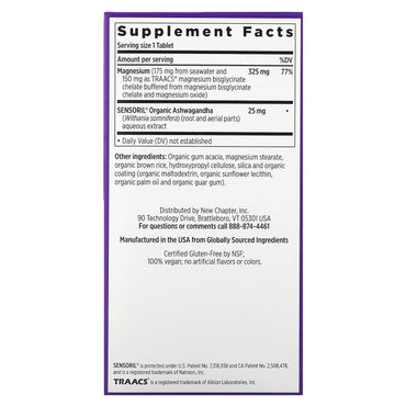 New Chapter, Magnesium + Ashwagandha, 90 Vegan Tablets UPC 727783904041 | HiLife Vitamins
