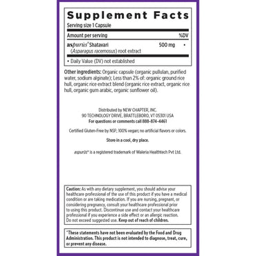 New Chapter, Shatavari Force™, 30 Capsules UPC 727783904584 | HiLife Vitamins