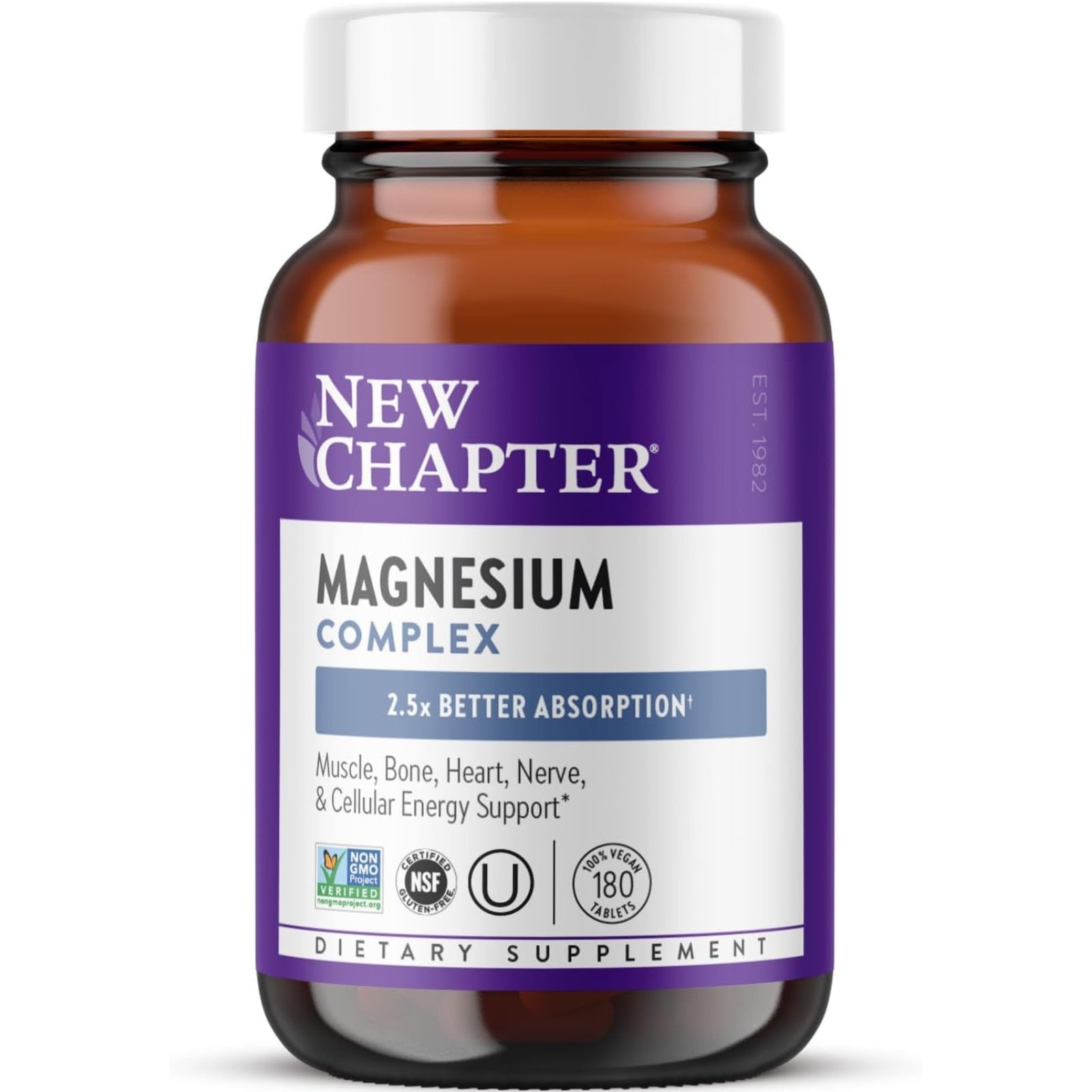 New Chapter, Magnesium Complex, 180 Vegan Tablets UPC 727783904607 | HiLife Vitamins
