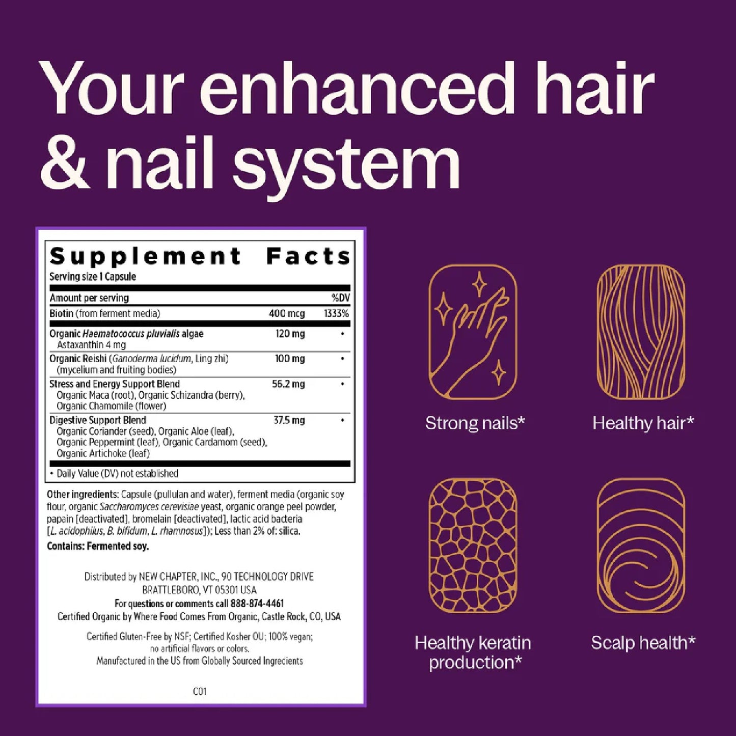 New Chapter, Hair & Nail Defense, 30 Capsules UPC 727783904652 | Hilife Vitamins