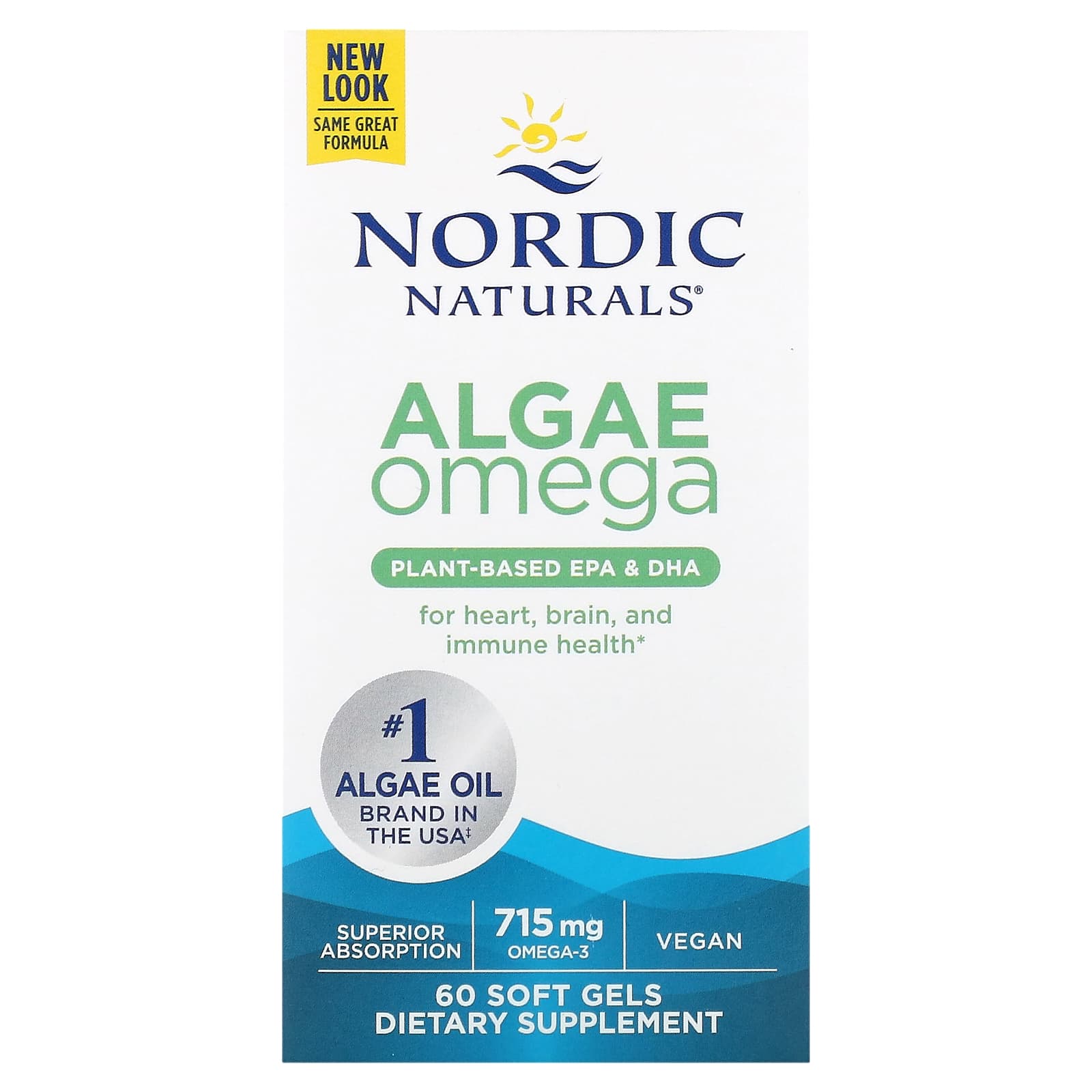 Nordic Naturals, Algae Omega, 715 mg, 60 Softgels UPC 768990016066 | HiLife Vitamins