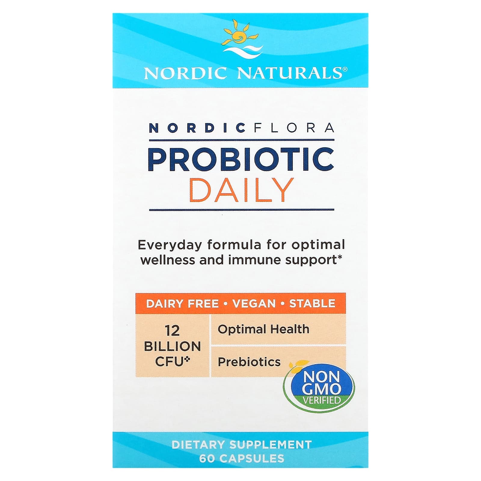 Nordic Naturals, Nordic Flora Probiotic Daily, 12 Billion CFU, 60 Capsules UPC 768990016721 | HiLife Vitamins
