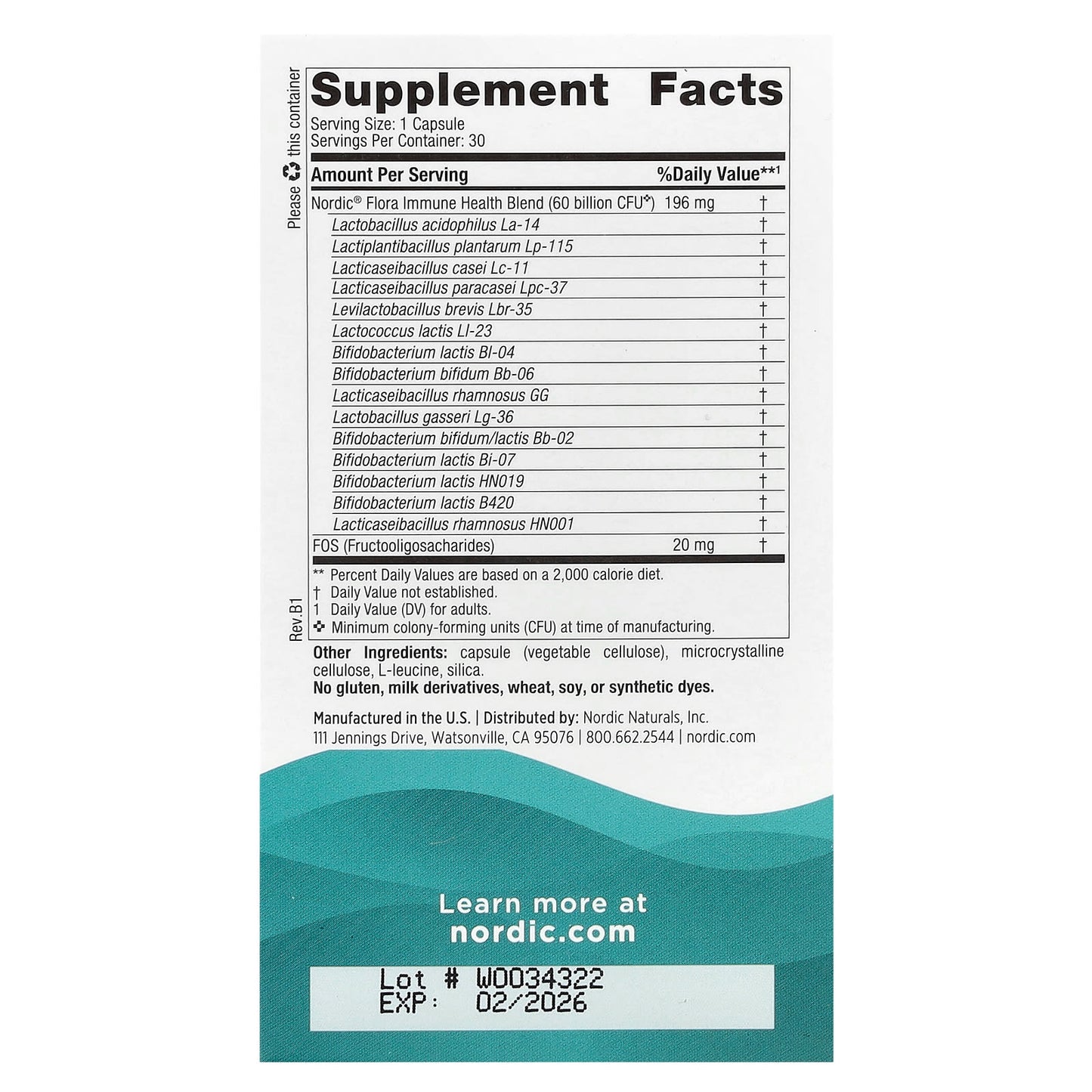 Nordic Naturals, Nordic® Flora Probiotic Immune Health, 30 Capsules UPC 768990016844 | HiLife Vitamins