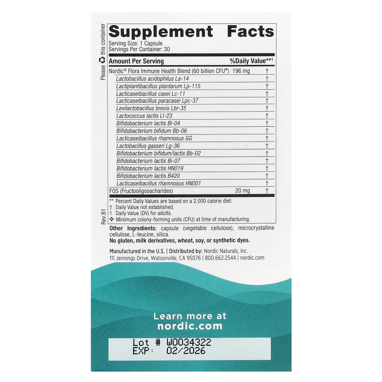 Nordic Naturals, Nordic® Flora Probiotic Immune Health, 30 Capsules UPC 768990016844 | HiLife Vitamins
