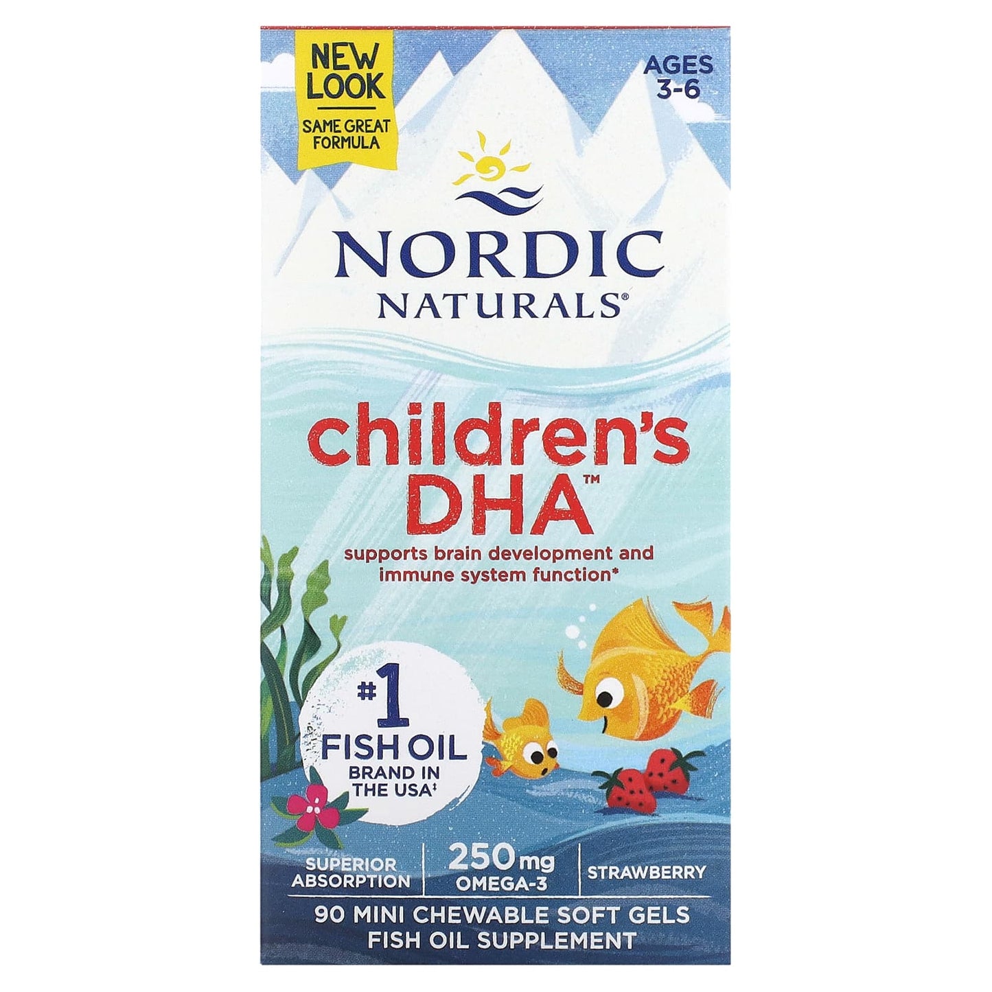 Nordic Naturals, Children's DHA, Ages 3-6, Strawberry, 90 Mini Chewable Soft Gels UPC 768990017100 | HiLife Vitamins