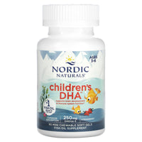 Nordic Naturals, Children's DHA, Ages 3-6, Strawberry, 90 Mini Chewable Soft Gels UPC 768990017100 | HiLife Vitamins