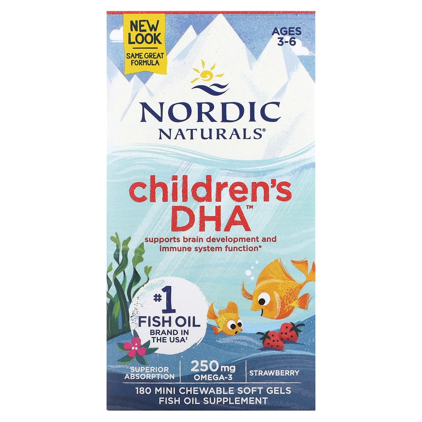 Nordic Naturals, Children's DHA, Ages 3-6, Strawberry, 180 Mini Chewable Soft Gels UPC 768990017209 | HiLife Vitamins
