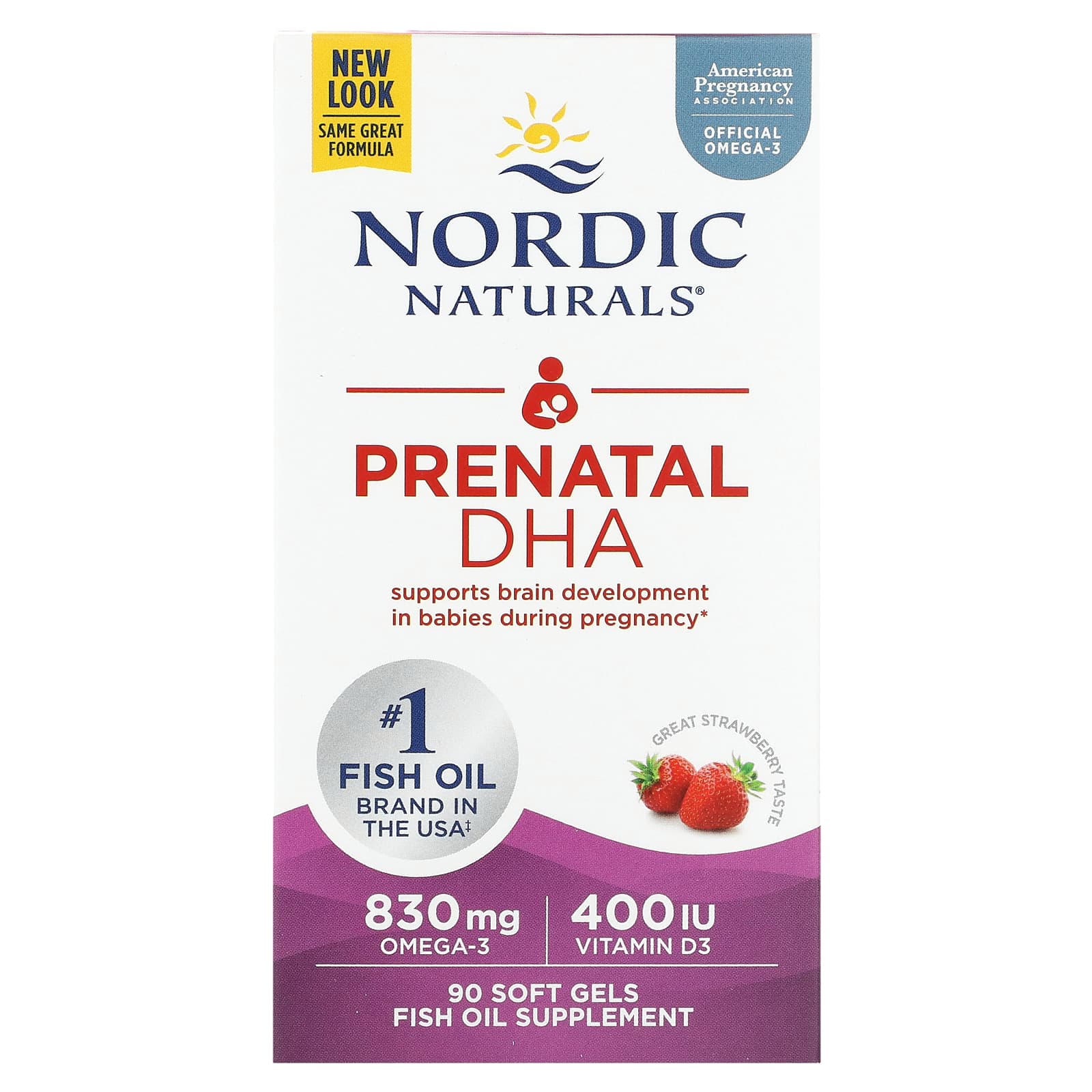 Nordic Naturals, Prenatal DHA, Strawberry, 90 Softgels UPC 768990017537 | HiLife Vitamins