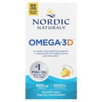 Nordic Naturals, Omega-3D, Lemon, 60 Softgels UPC 768990017612 | HiLife Vitamins