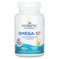Nordic Naturals, Omega-3D, Lemon, 60 Softgels UPC 768990017612 | HiLife Vitamins
