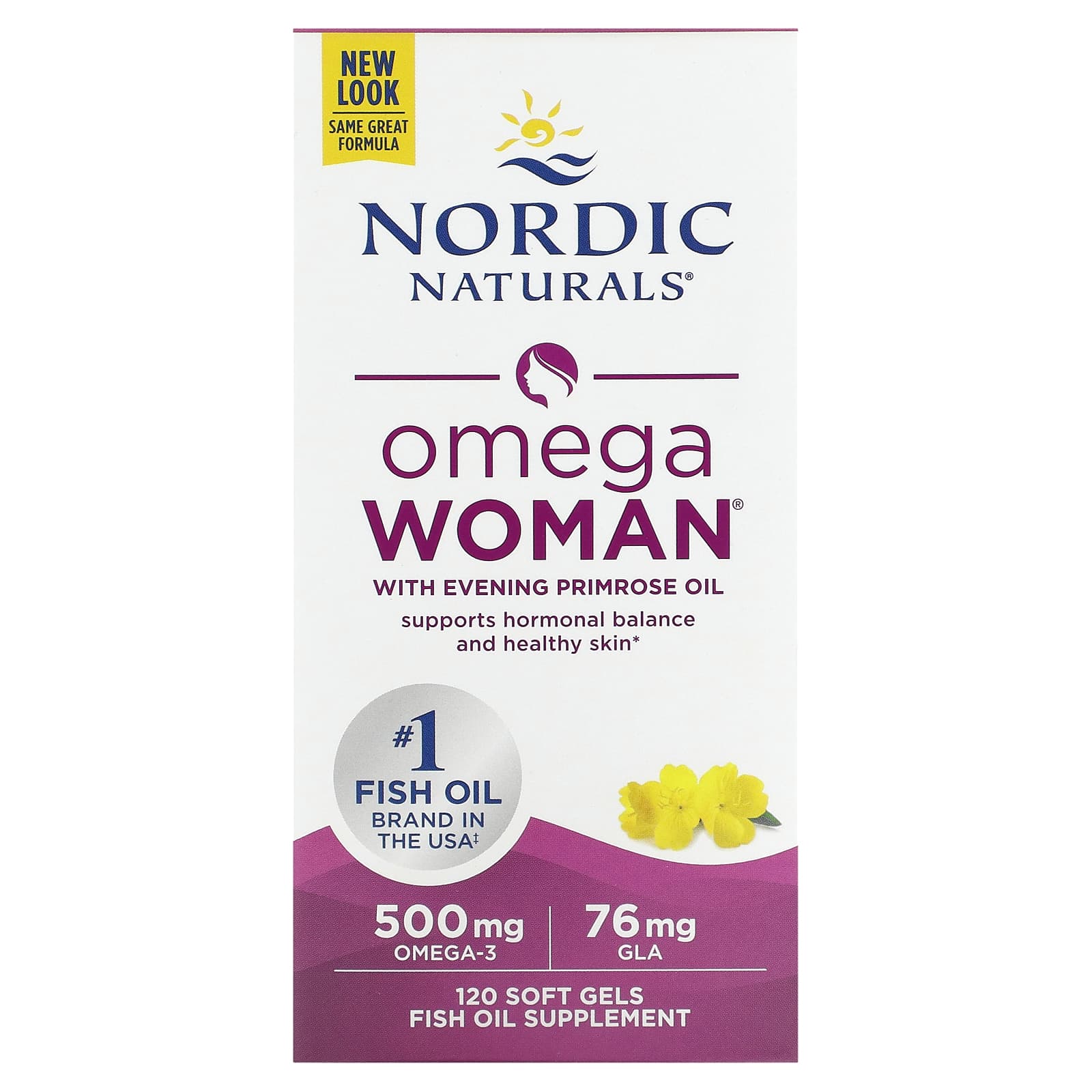 Nordic Naturals, Omega Woman with Evening Primrose Oil, 120 Softgels UPC 768990017803 | HiLife Vitamins