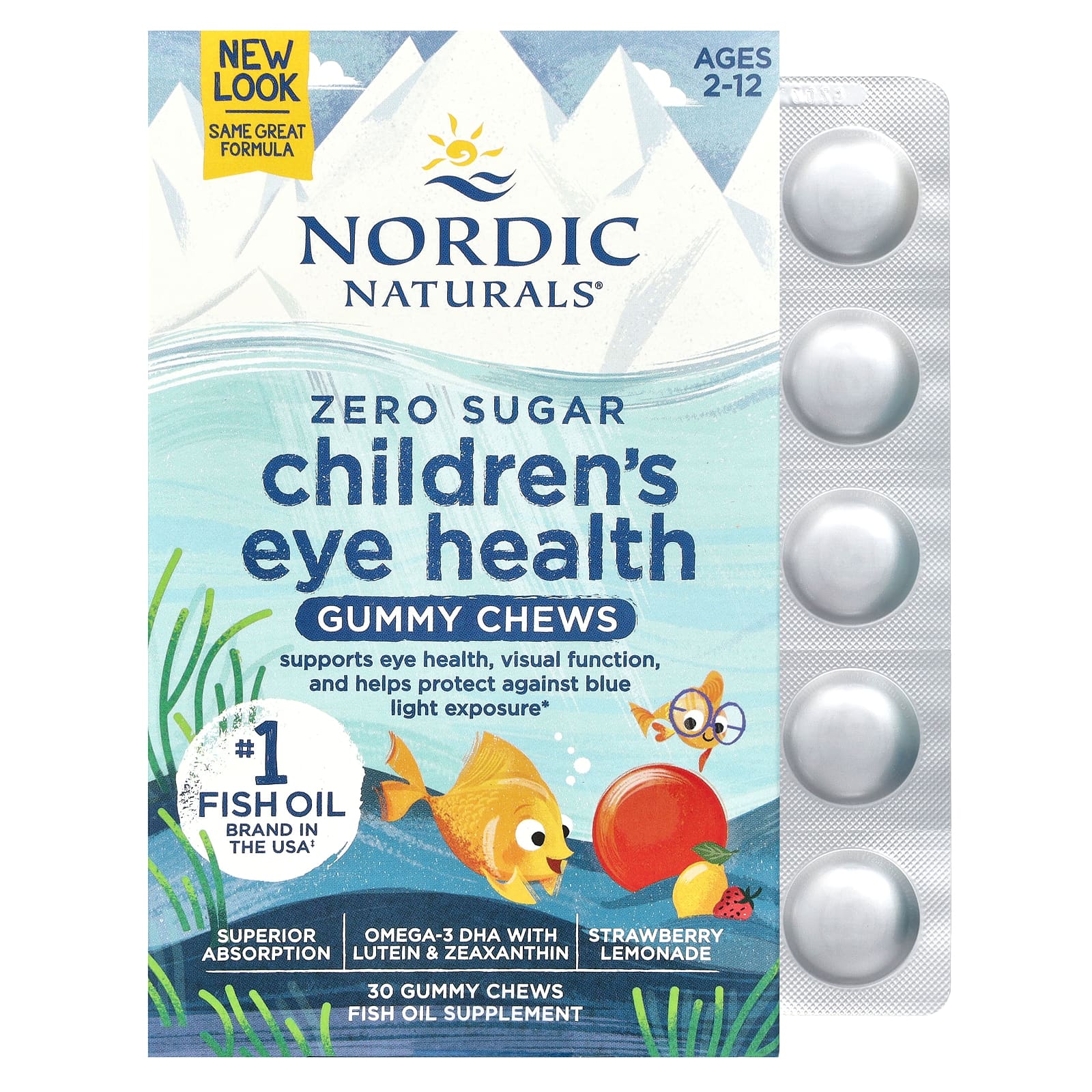 Nordic Naturals, Zero Sugar Children's Eye Health Gummy Chews, 30 Chews UPC 768990018442 | HiLife Vitamins