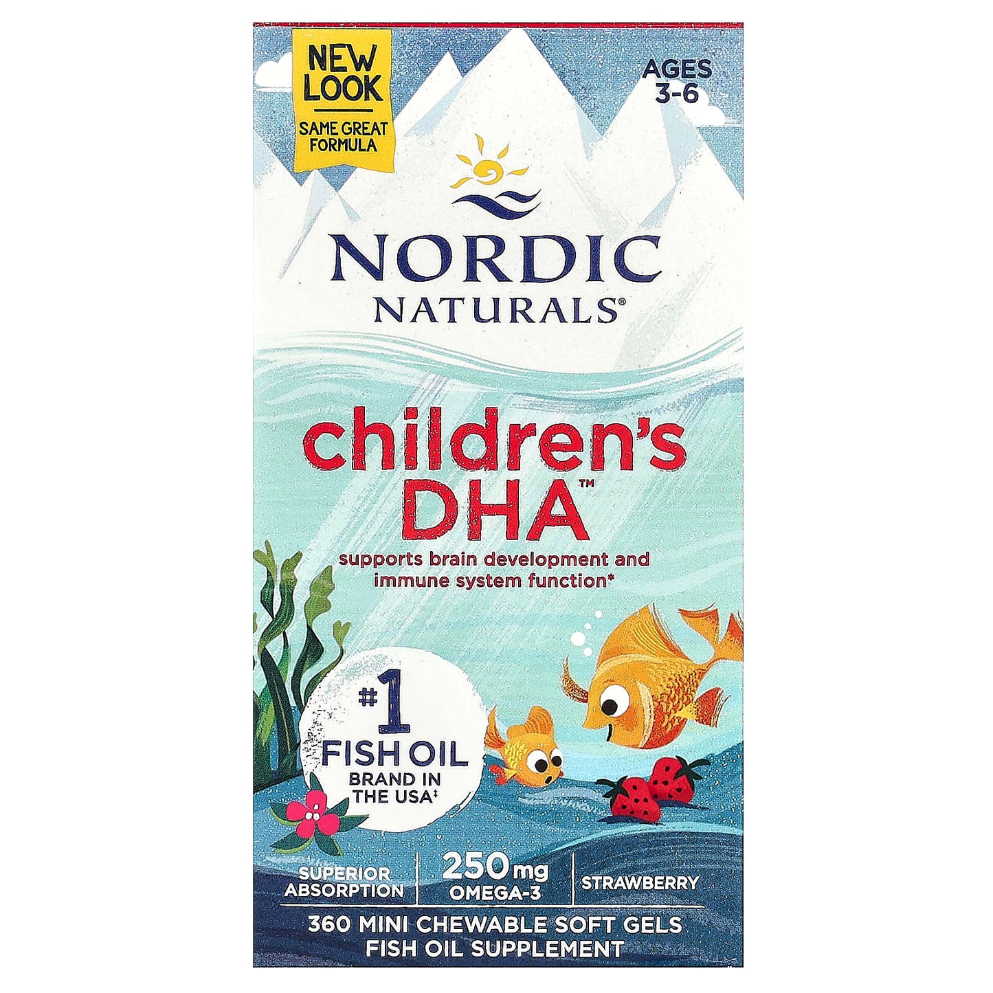 Nordic Naturals, Children's DHA, Ages 3-6, Strawberry, 360 Mini Chewable Soft Gels UPC 768990027208 | HiLife Vitamins