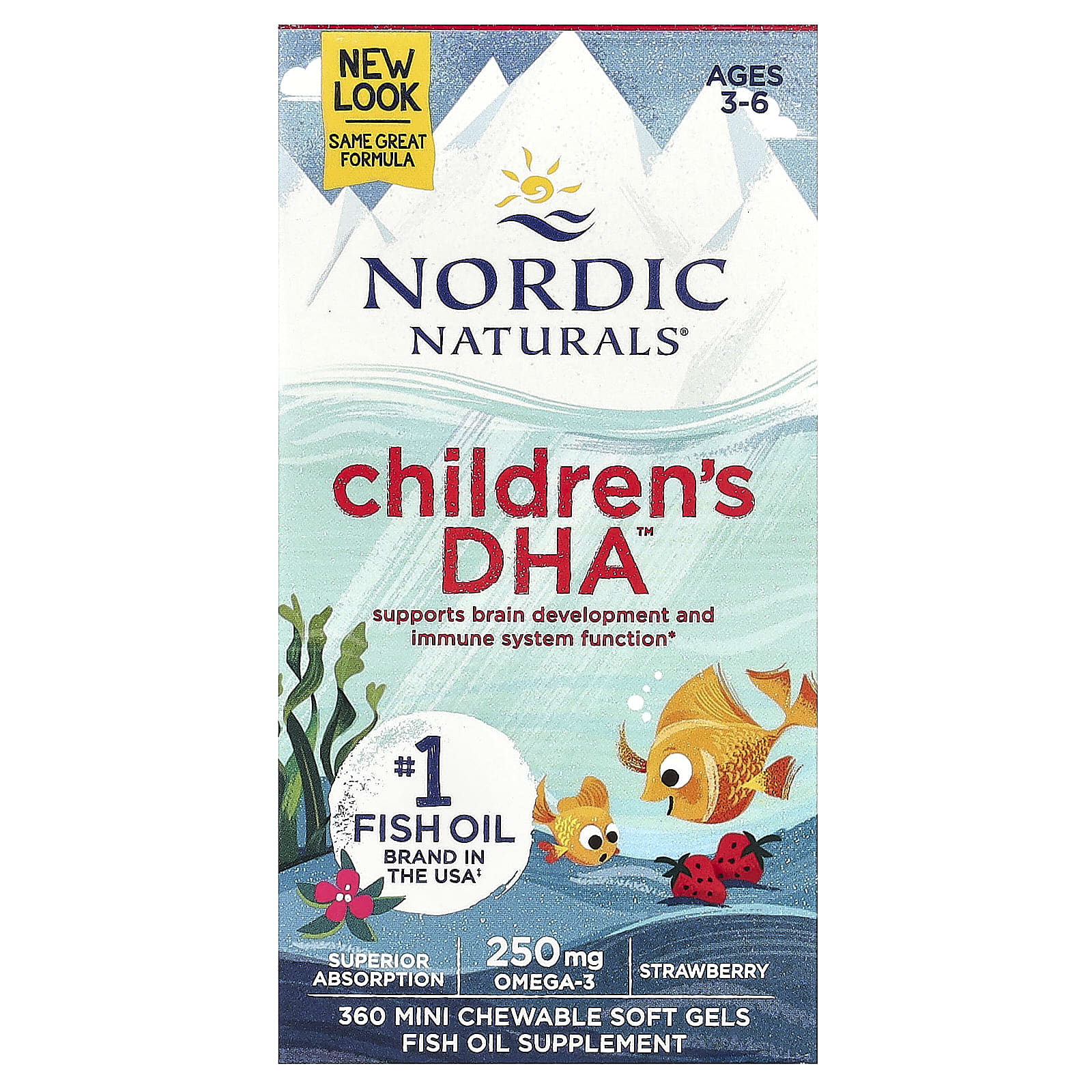 Nordic Naturals, Children's DHA, Ages 3-6, Strawberry, 360 Mini Chewable Soft Gels UPC 768990027208 | HiLife Vitamins