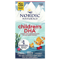 Nordic Naturals, Children's DHA, Ages 3-6, Strawberry, 360 Mini Chewable Soft Gels UPC 768990027208 | HiLife Vitamins