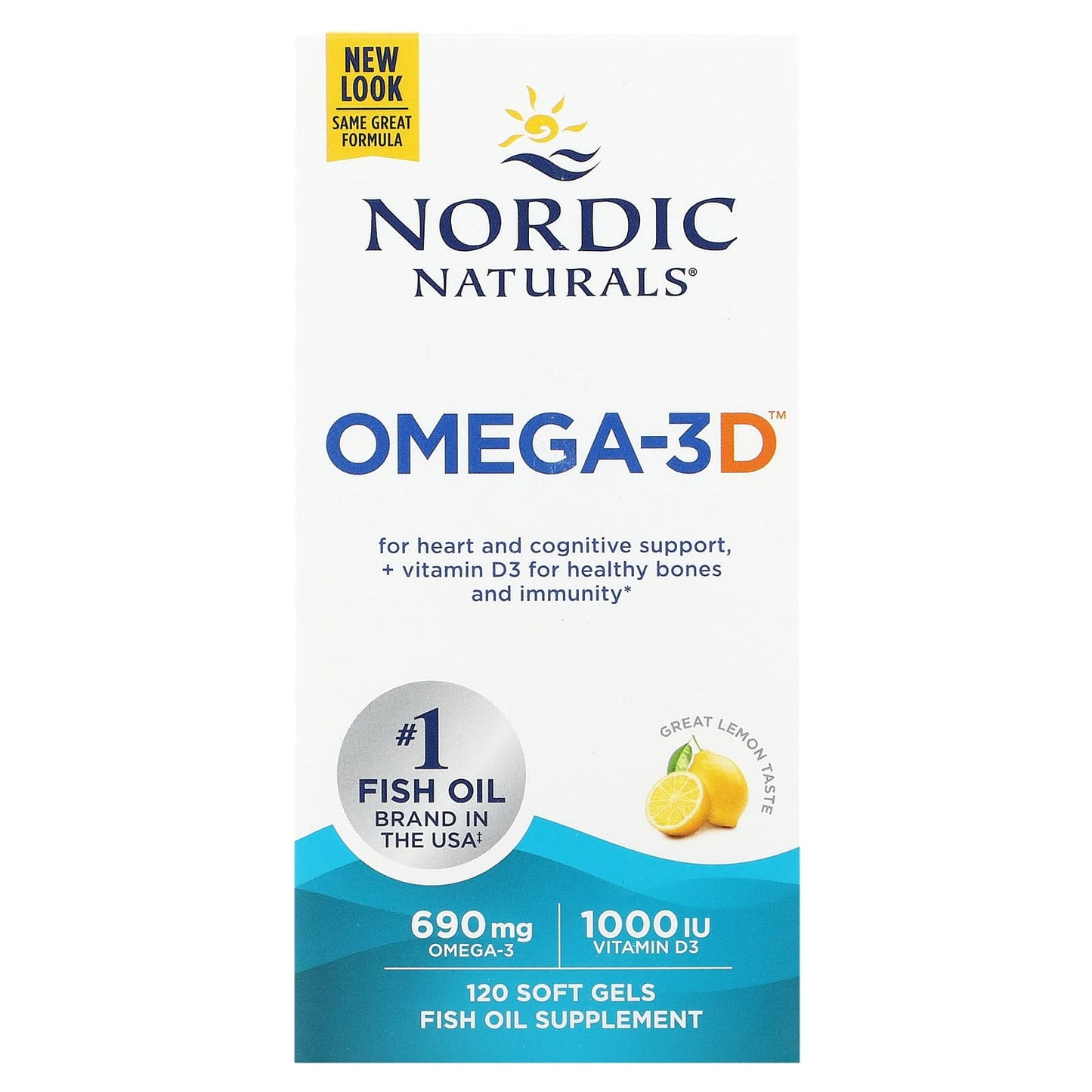 Nordic Naturals, Omega-3D, Lemon, 120 Softgels UPC 768990027611 | HiLife Vitamins