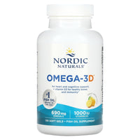 Nordic Naturals, Omega-3D, Lemon, 120 Softgels UPC 768990027611 | HiLife Vitamins