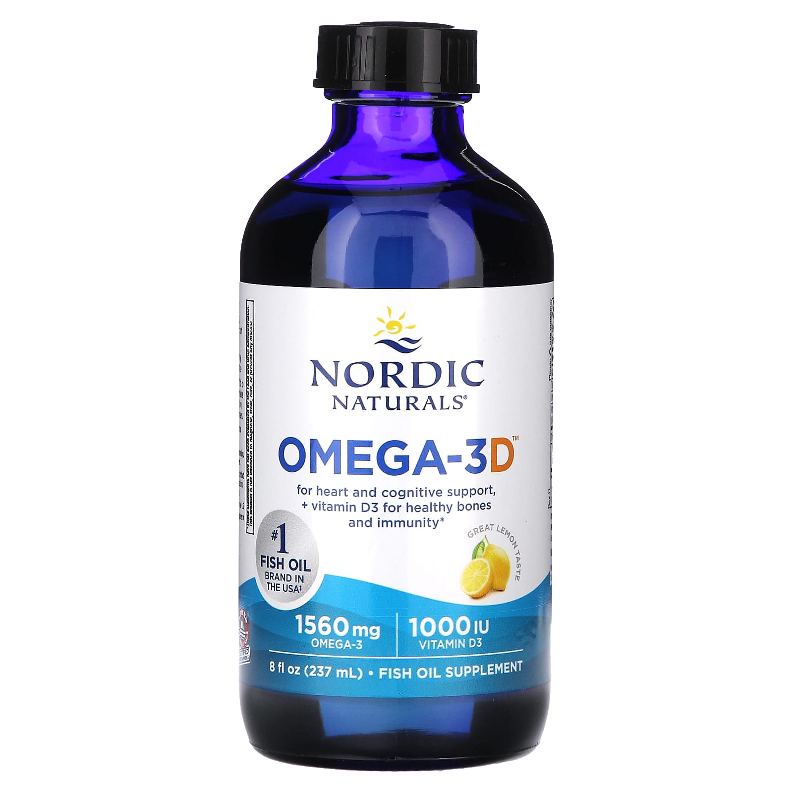 Nordic Naturals, Omega-3D, Lemon, 8 fl oz (237 ml) UPC 768990027659 | HiLife Vitamins