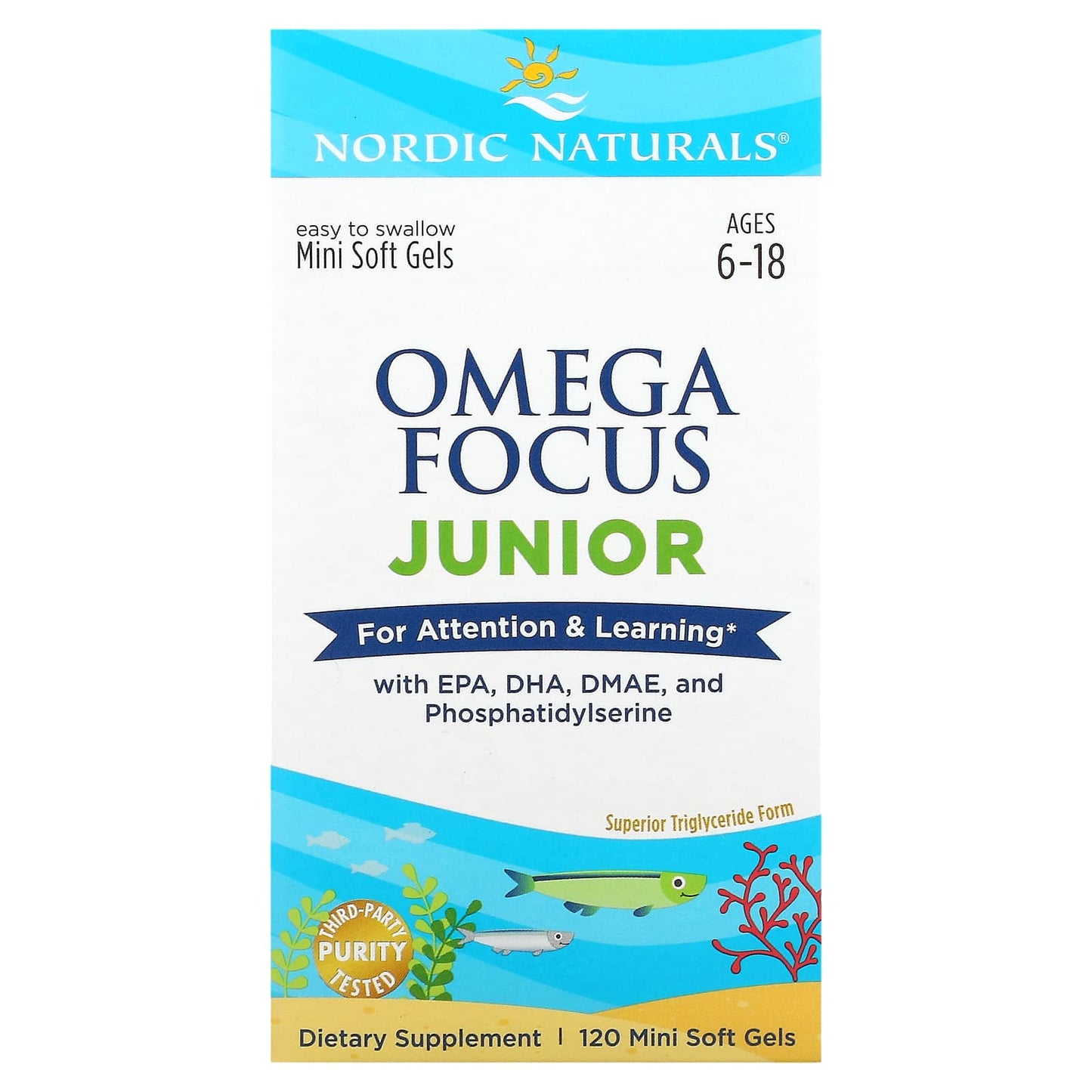 Nordic Naturals, Omega Focus Jr., 120 Softgels UPC 768990027857 | HiLife Vitamins
