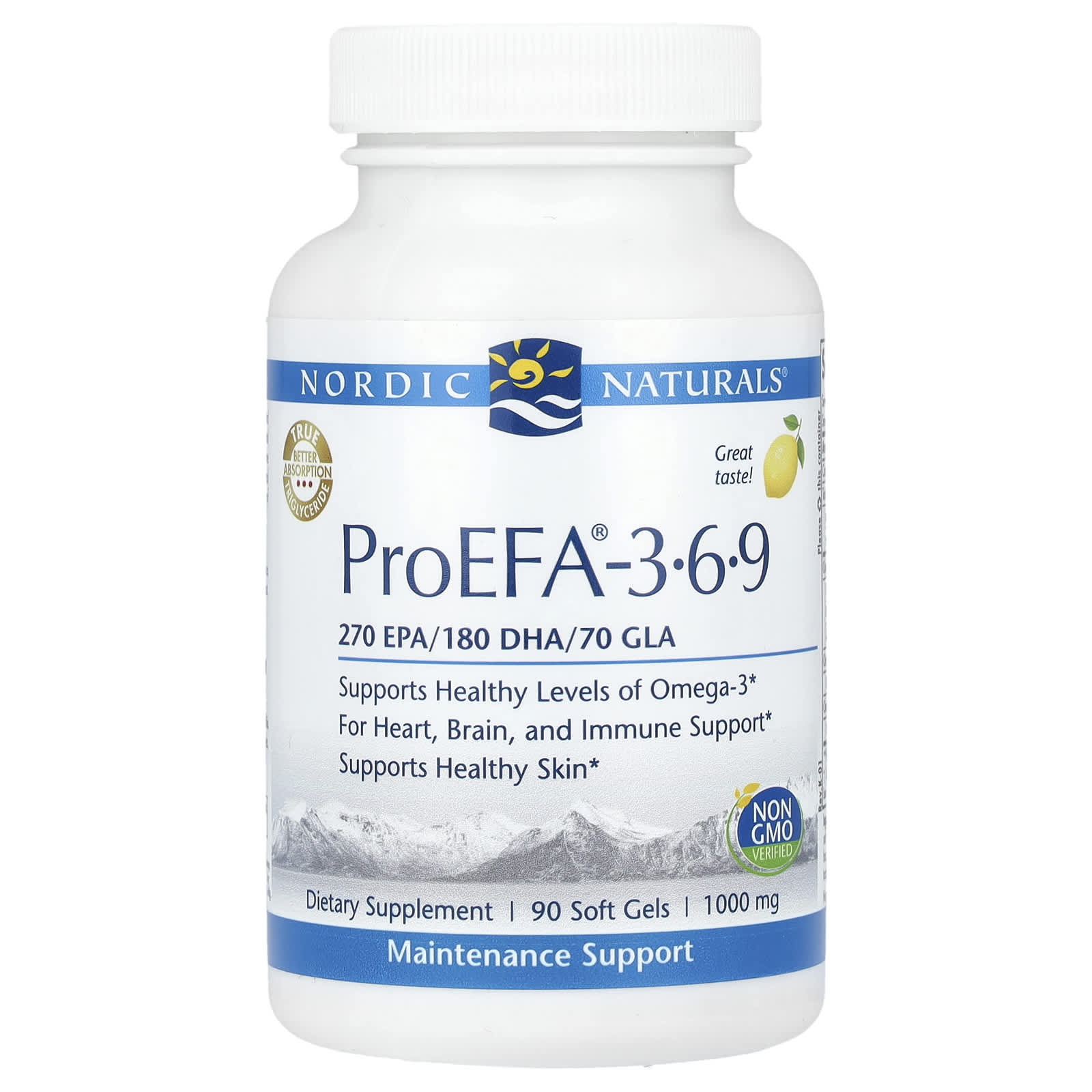 Nordic Naturals, ProEFA-3-6-9, Lemon, 1,000 mg, 90 Softgels UPC 768990030918 | HiLife Vitamins