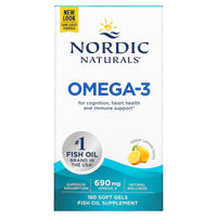 Nordic Naturals, Omega-3, Lemon, 690 mg, 180 Softgels UPC 768990037603 | HiLife Vitamins