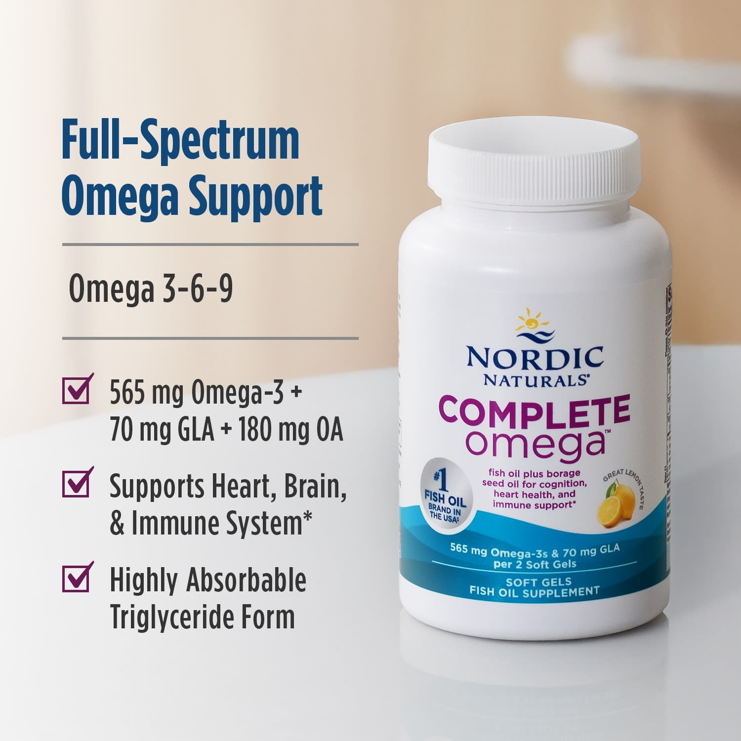 Nordic Naturals, Complete Omega™, Lemon, 180 Soft Gels UPC 768990037702 | Hilife Vitamins
