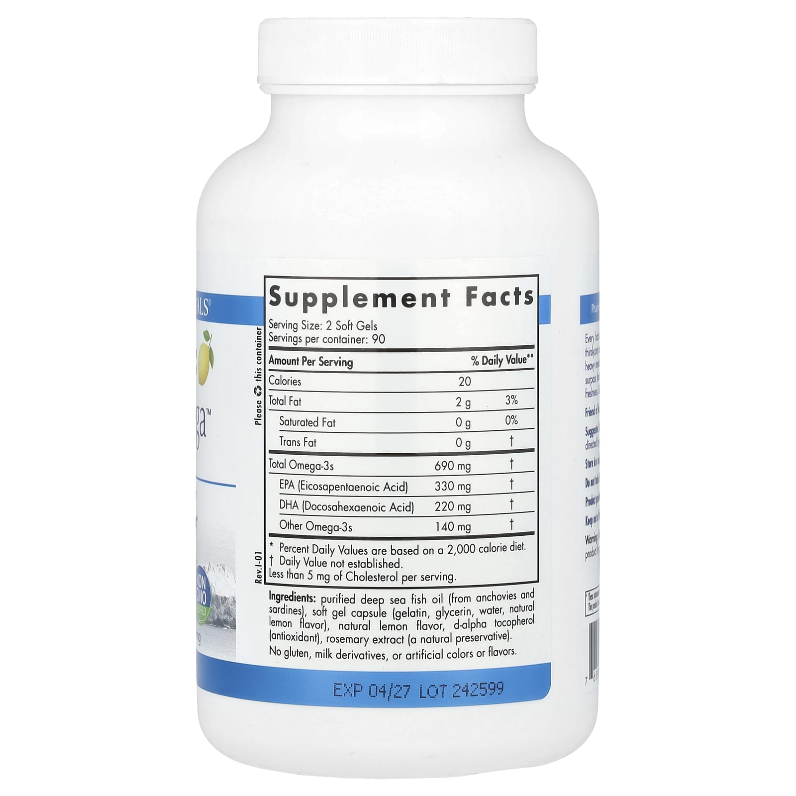 Nordic Naturals, Arctic Omega™, Lemon, 180 Soft Gels UPC 768990041013 | HiLife Vitamins