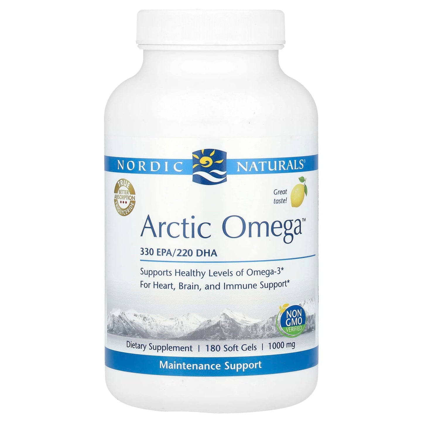 Nordic Naturals, Arctic Omega™, Lemon, 180 Soft Gels UPC 768990041013 | HiLife Vitamins