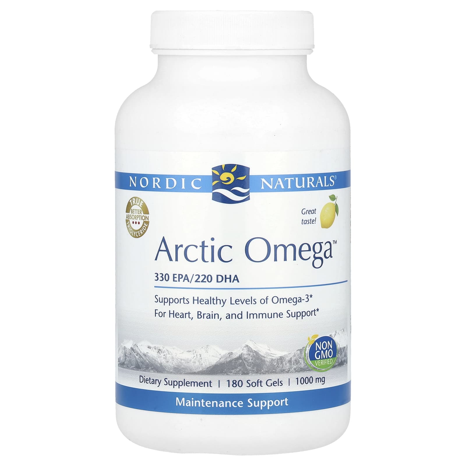 Nordic Naturals, Arctic Omega™, Lemon, 180 Soft Gels UPC 768990041013 | HiLife Vitamins