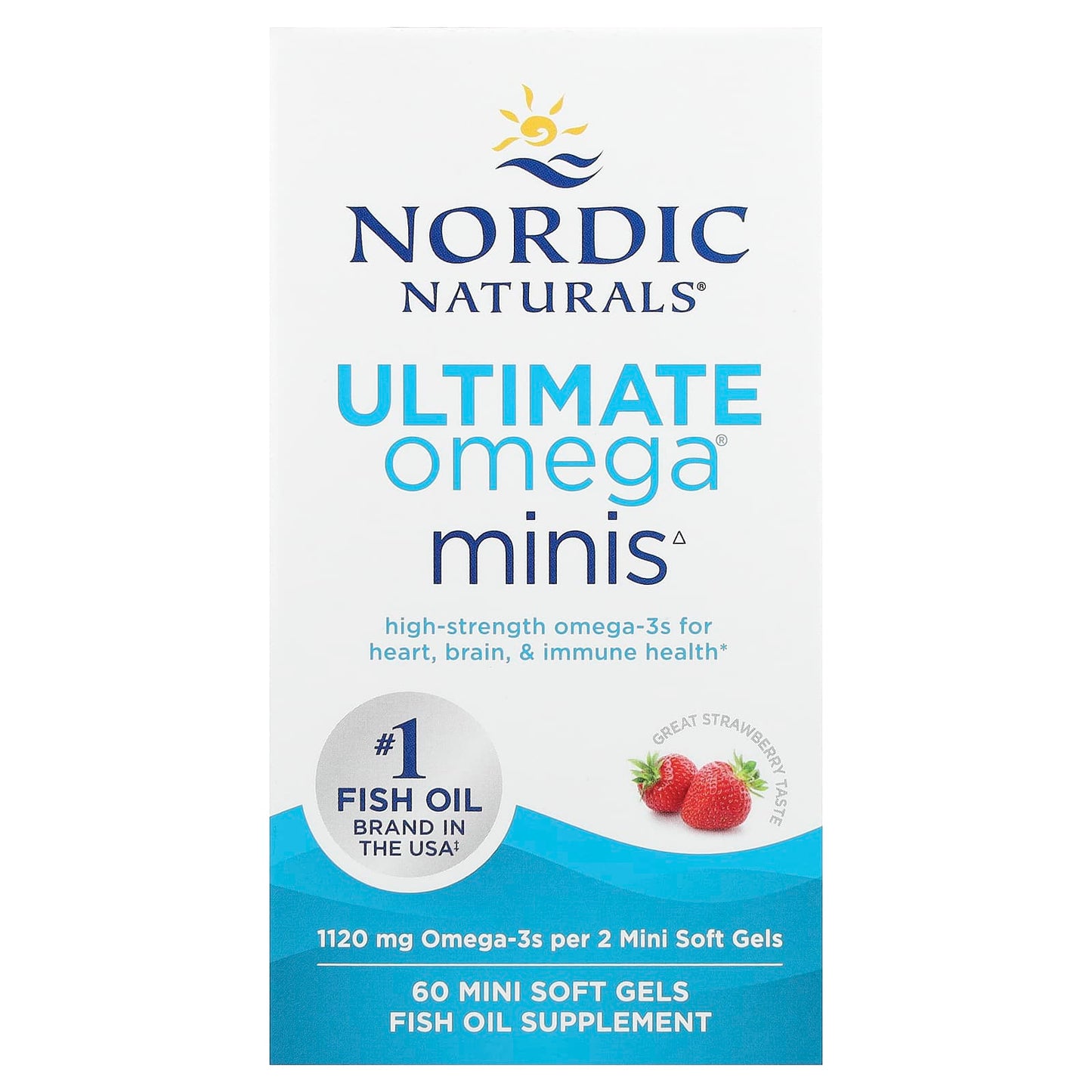 Nordic Naturals, Ultimate Omega® Minis, Strawberry, 60 Mini Soft Gels UPC 768990061004 | Hilife Vitamins