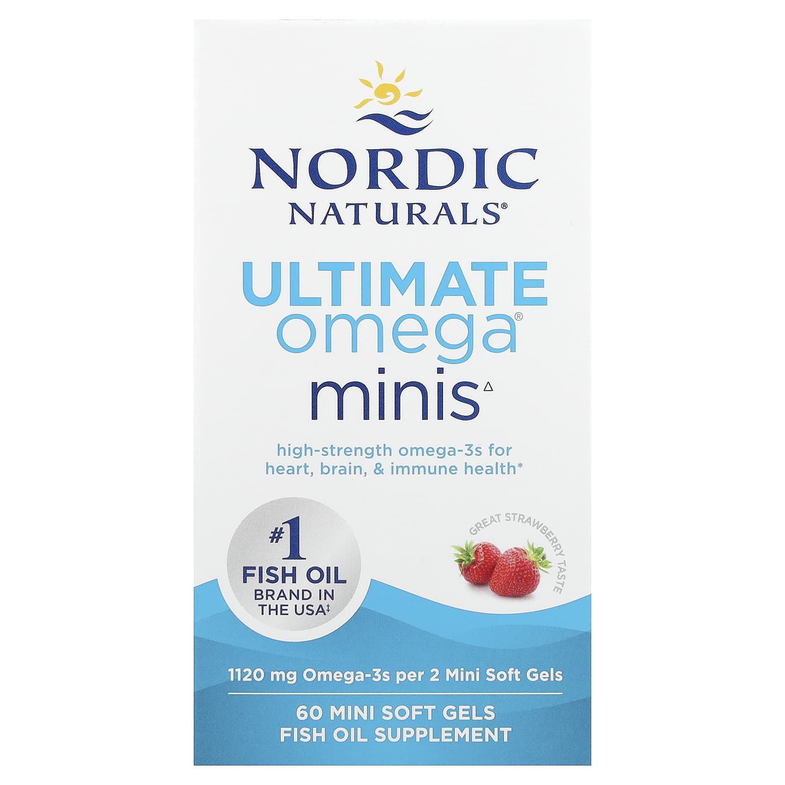 Nordic Naturals, Ultimate Omega® Minis, Strawberry, 60 Mini Soft Gels UPC 768990061004 | Hilife Vitamins