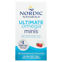 Nordic Naturals, Ultimate Omega® Minis, Strawberry, 60 Mini Soft Gels UPC 768990061004 | Hilife Vitamins