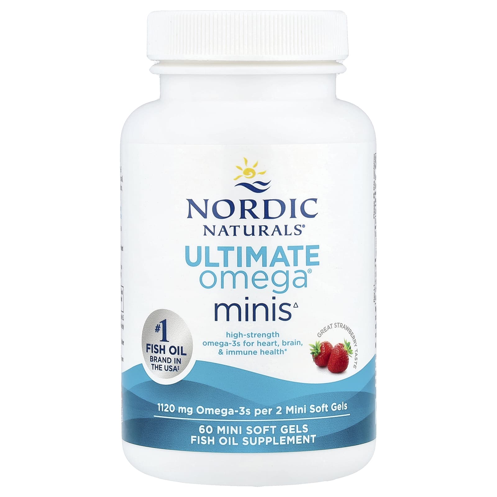 Nordic Naturals, Ultimate Omega® Minis, Strawberry, 60 Mini Soft Gels UPC 768990061004 | Hilife Vitamins