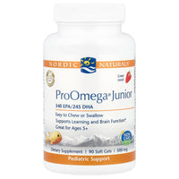 Nordic Naturals, ProOmega® Junior, Ages 5+, Strawberry, 680 mg, 90 Soft Gels (340 mg per Softgel ) UPC 768990071003 | HiLife Vitamins