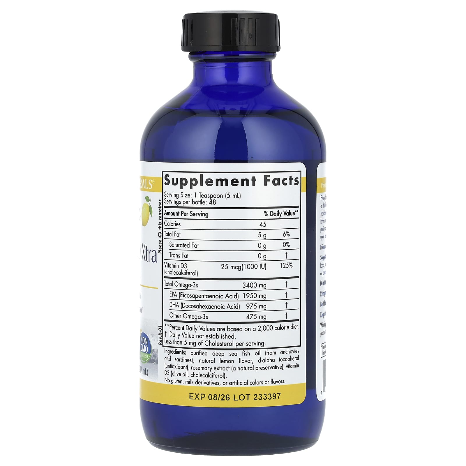 Nordic Naturals, ProOmega®-D Xtra, Lemon, 8 fl oz (237 ml) - [product_sku] | HiLife Vitamins