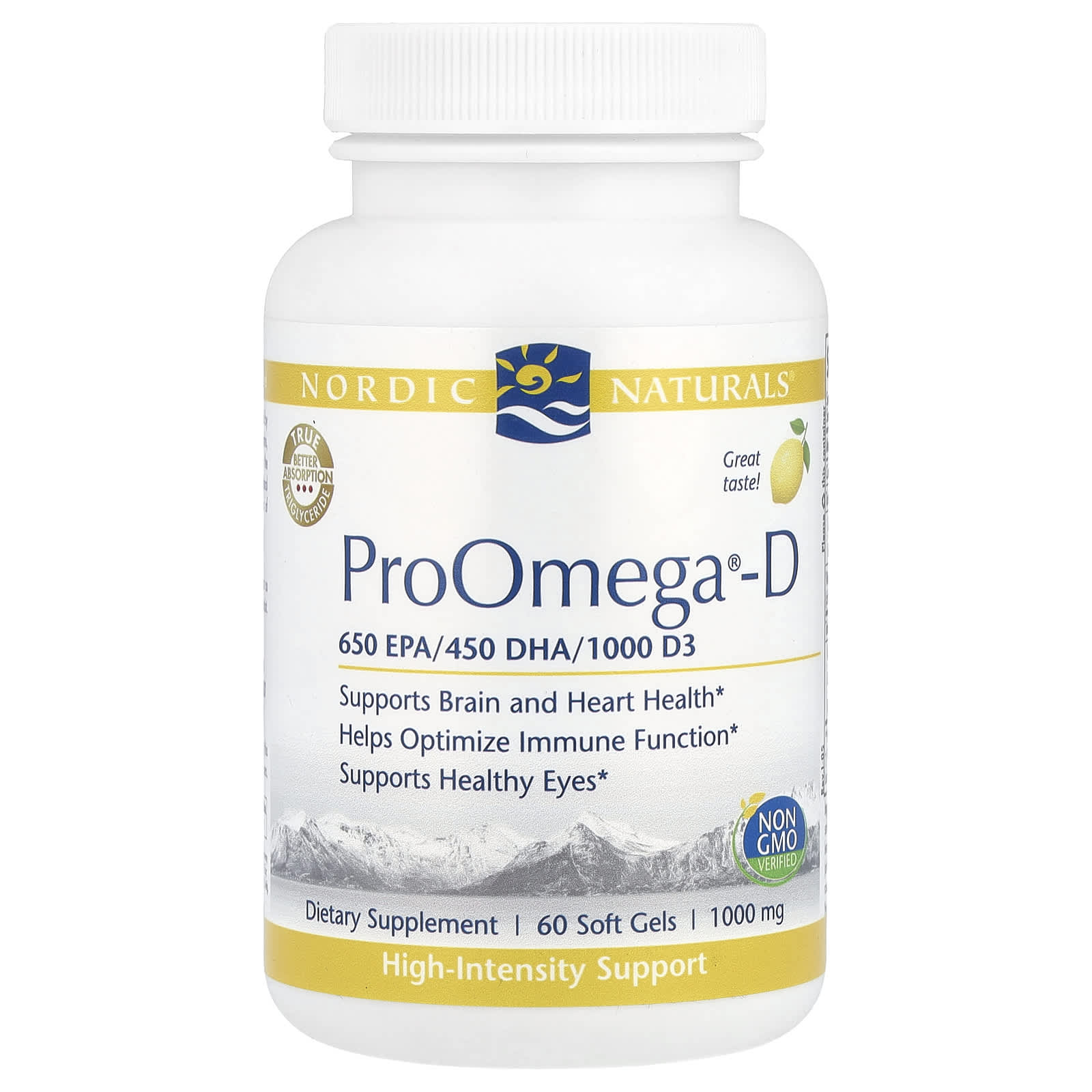 Nordic Naturals, ProOmega®-D, Lemon, 60 Softgels - 768990121241 | Hilife Vitamins