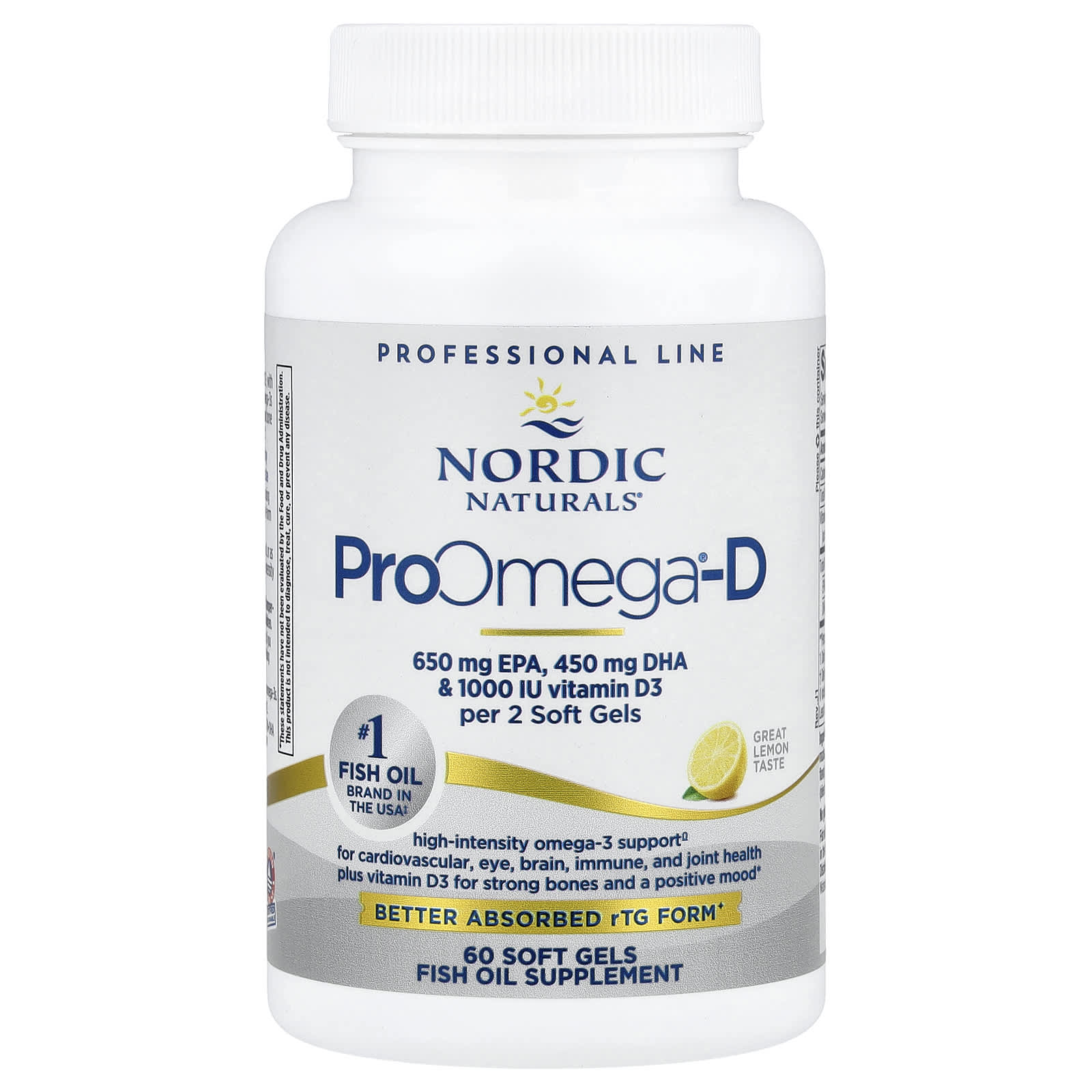 Nordic Naturals, ProOmega®-D, Lemon, 60 Soft Gels UPC 768990121241 | Hilife Vitamins