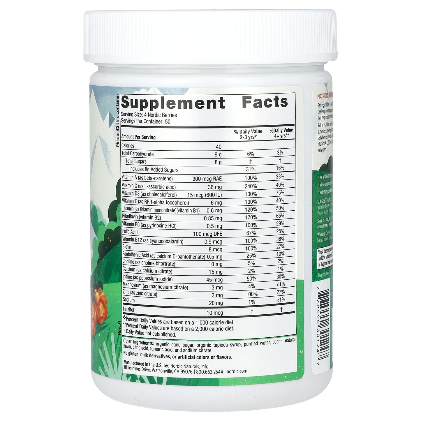 Nordic Naturals, Nordic Berries, Multivitamin Gummies, Ages 3+, Original, 200 Gummy Berries UPC 768990301247 | HiLife Vitamins