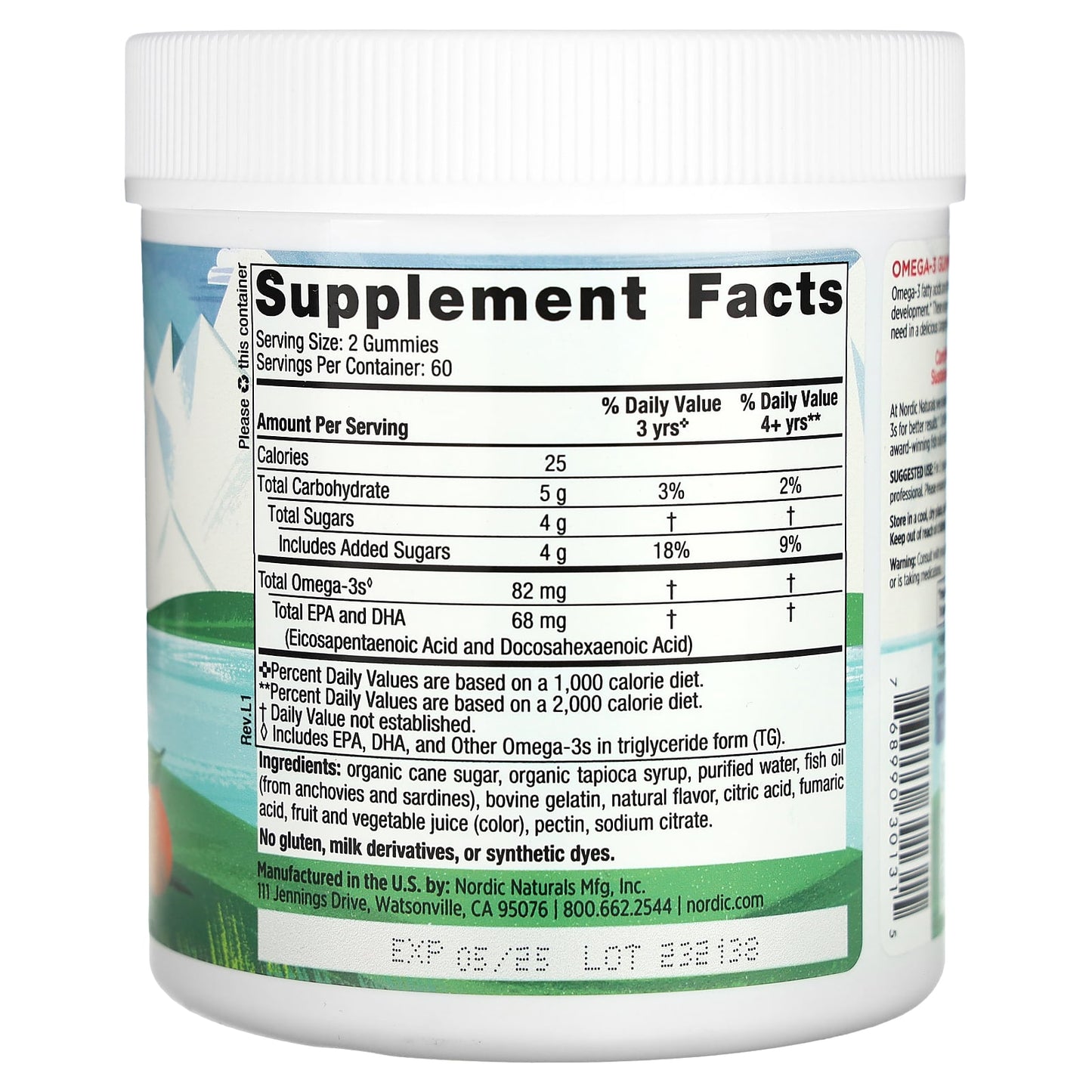 Nordic Naturals, Omega-3 Gummies, Ages 3+, Tangerine, 120 Gummies UPC 768990301315 | HiLife Vitamins