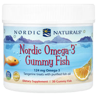 Nordic Naturals, Nordic Omega-3 Gummy Fish, Tangerine Treats, 124 mg, 30 Gummy Fish UPC 768990301407 | HiLife Vitamins
